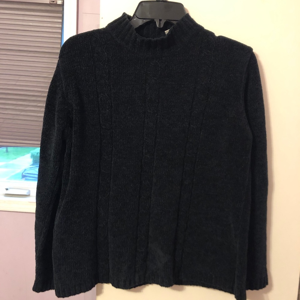 Minimalist Vintage Black Basic Oversize Velour Ch… - image 2